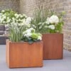 2er Set Pflanzkübel Aus Rost Metall - Eckig - Marbella -Günstiges Laub Tanz Geschäft 2er set pflanzkuebel aus rost metall eckig marbella