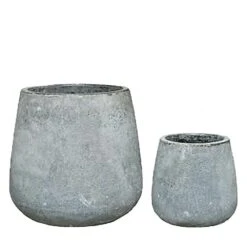 2er Set Schöne Keramik Pflanzkübel - Schwarz - Rund - Amna