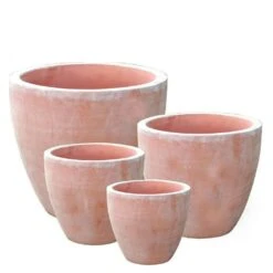3er Oder 4er Set Outdoor Pflanztöpfe - Terrakotta - Rund - Domitia