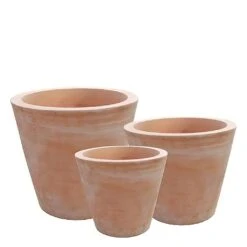 3er Set Blumentöpfe - Rund - Terrakotta - Lamia