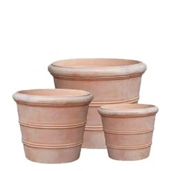 3er Set Outdoor Pflanztöpfe - Terrakotta - Rund - Antonie