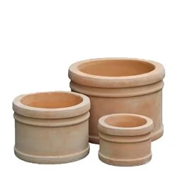 3er Set Pflanzkübel - Terrakotta - Rund - Adwoa