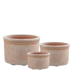 3er Set Pflanzkübel - Terrakotta - Rund - Atia
