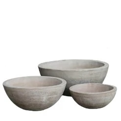 3er Set Pflanzschalen - Rund - Terrakotta - Outdoor - Kianga