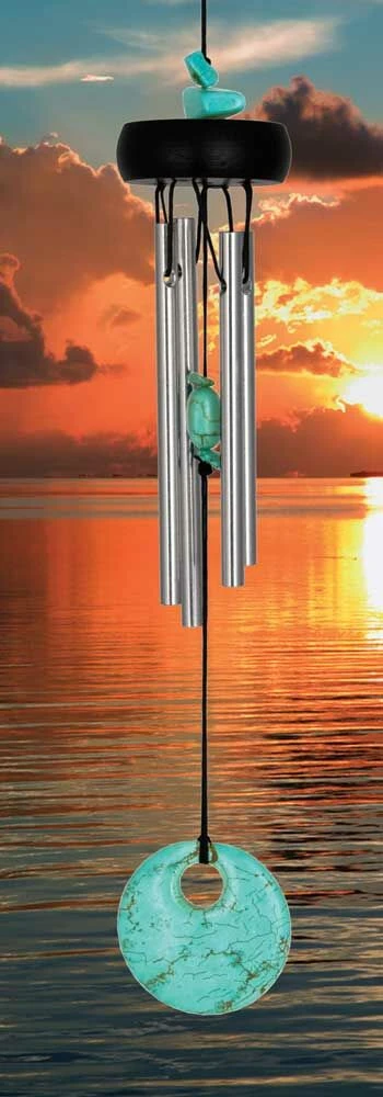 Aufhänge Windspiel Metall Woodstock Precious Stones Chimes - Türkis 4 Aufhänge Windspiel Metall Woodstock Precious Stones Chimes - Türkis – Bild 2
