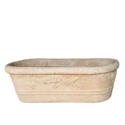 Außergewöhnlicher Pflanztrog Mit Blumen Dekoration Aus Steinguss - Skilla