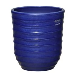 Blauer Garten Übertopf Aus Steinzeug - Rund - Winterfest - Ventus Azur