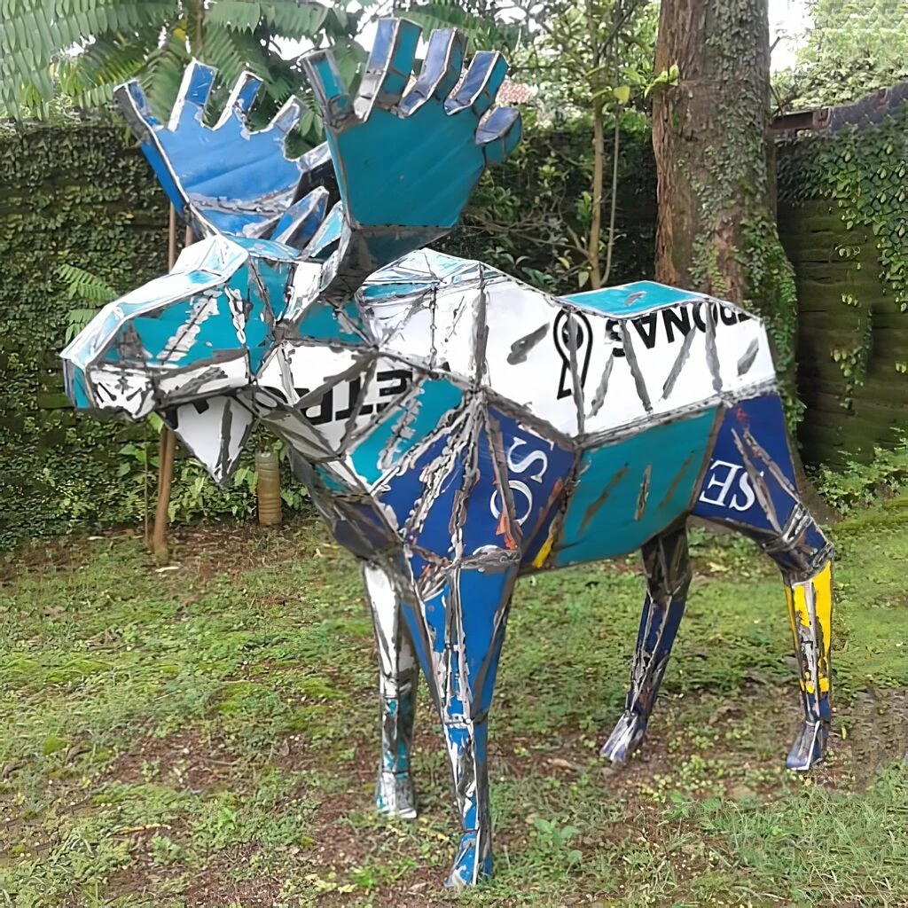 Dekorative Upcycling Elch Figur Aus Recycelten Ölfässern - Haley 3 Dekorative Upcycling Elch Figur Aus Recycelten Ölfässern - Haley