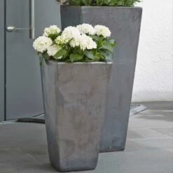 Eckige Gartenvase Aus Keramik - Modern - Anthrazit - Restano