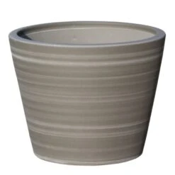 Grauer Blumenkübel Aus Steinzeug - Frostsicher - Rund XXL - Votum Gris