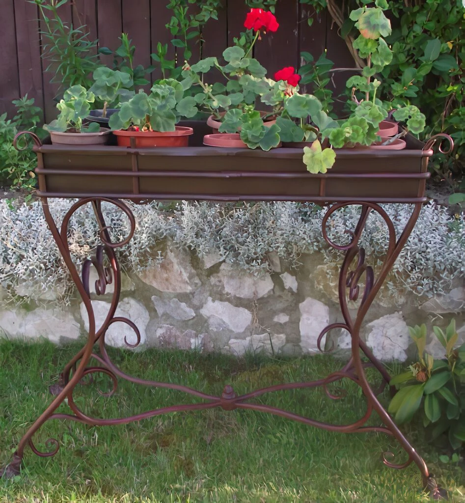 Großer Blumenständer Aus Schmiedeeisen Antik - Rousel 4 Großer Blumenständer Aus Schmiedeeisen Antik - Rousel – Bild 3