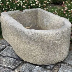 Großer Steinguss Pflanztrog Frostfest Mit Rundung - Jekarna