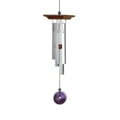 Japanisches Metall Klangspiel Mit Eckigen Röhren & Farbstein - Amethyst Chime