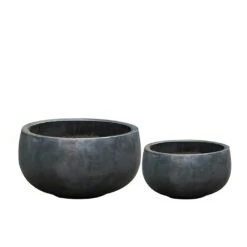 Outdoor Pflanzschale 2er Set - Keramik - Anthrazit Matt - Netaro