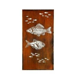 Paravent Aus Rost Metall Mit Fischen - Piscis Murum