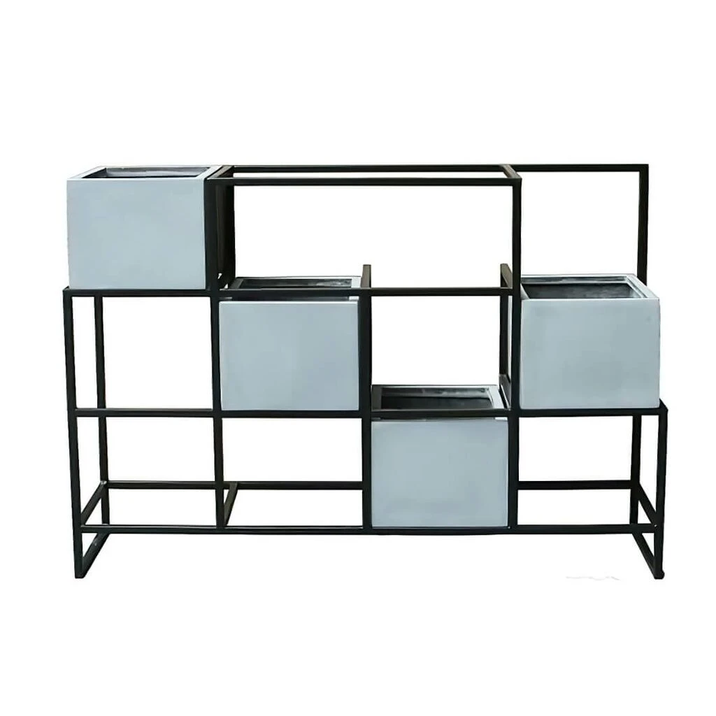 Raumteiler Mit 4 Polystone Pflanzgefäßen In Zement Optik - Karingo 4 Raumteiler Mit 4 Polystone Pflanzgefäßen In Zement Optik - Karingo – Bild 2