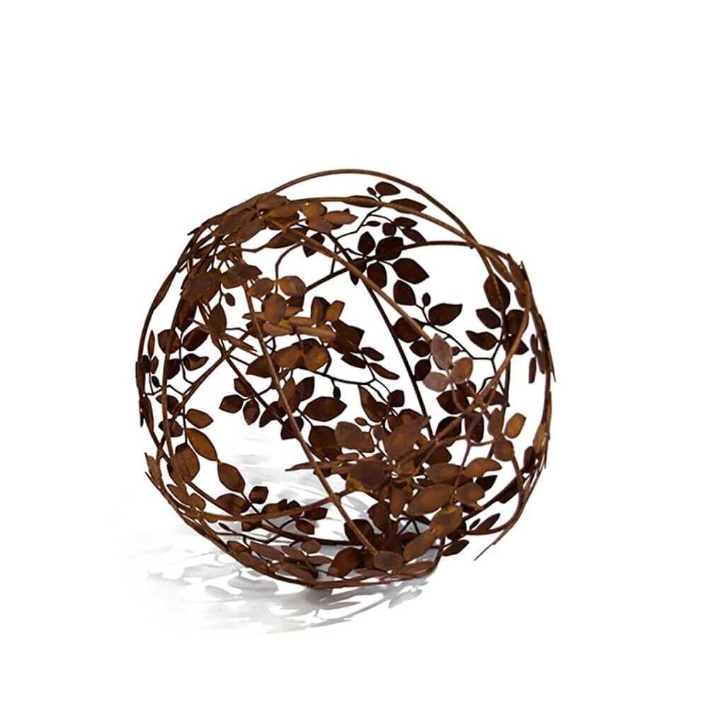 Rost Metall Gartendeko Kugel Mit Blätter Motiv - Pila Folium 3 Rost Metall Gartendeko Kugel Mit Blätter Motiv - Pila Folium