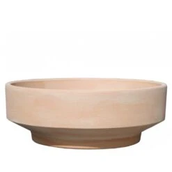 Runde Pflanzschale / Vogelbad Terrakotta - Steinzeug Frostsicher - Fabula Terra Hell