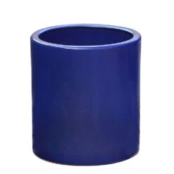 Runder Garten Blumentopf Aus Steinzeug - Blau - Winterfest - Solus Azur