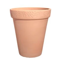 Runder Winterfester Blumenkübel Mit Floraler Verzierung - Terrakotta - Steinzeug - Olea Folium Terra Hell
