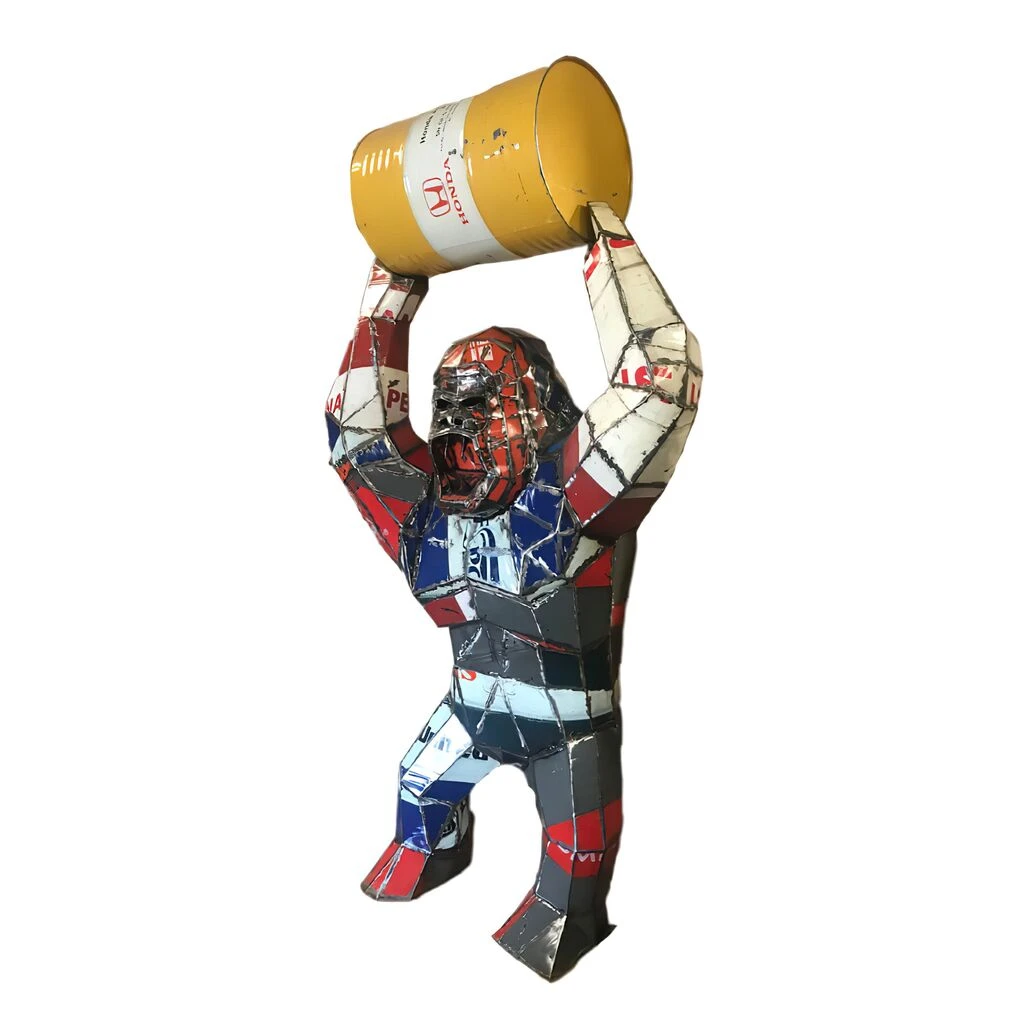 Upcycling Dekofigur Aus Ölfässern - Wütender Gorilla - Donkey Kong 4 Upcycling Dekofigur Aus Ölfässern - Wütender Gorilla - Donkey Kong – Bild 2