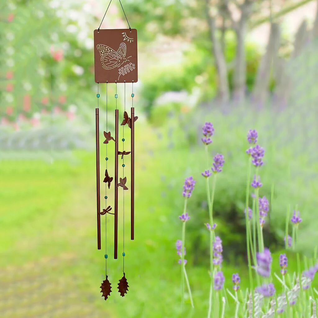Windspiel In Bronzeoptik Mit Schmetterling & Kolibri - Victorian Butterfly Groß 3 Windspiel In Bronzeoptik Mit Schmetterling & Kolibri - Victorian Butterfly Groß