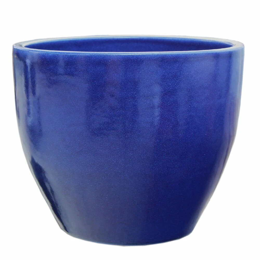 Winterfester Übertopf Aus Steinzeug - Blau - Modern Rund - Genus Azur 3 Winterfester Übertopf Aus Steinzeug - Blau - Modern Rund - Genus Azur