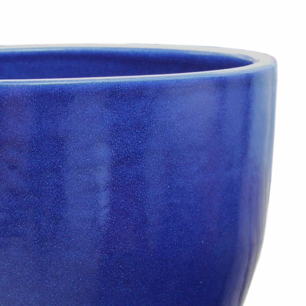Winterfester Übertopf Aus Steinzeug - Blau - Modern Rund - Genus Azur 4 Winterfester Übertopf Aus Steinzeug - Blau - Modern Rund - Genus Azur – Bild 2